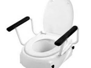 2-in-1 Locking Raised Toilet Seat with Removable Arms